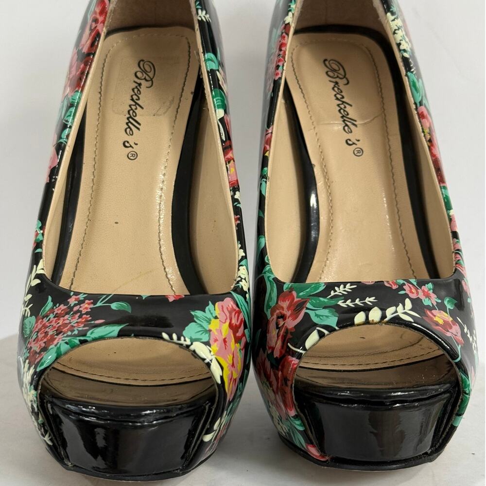 Y2K Floral Platform Peep Toe Stiletto Pumps Breckelle's Womens Size 7 High Heels